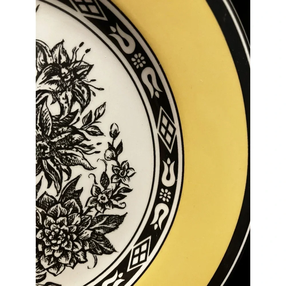Tabletops Sheffield Yellow Black Porcelain Botanical Floral Replacement Plate
